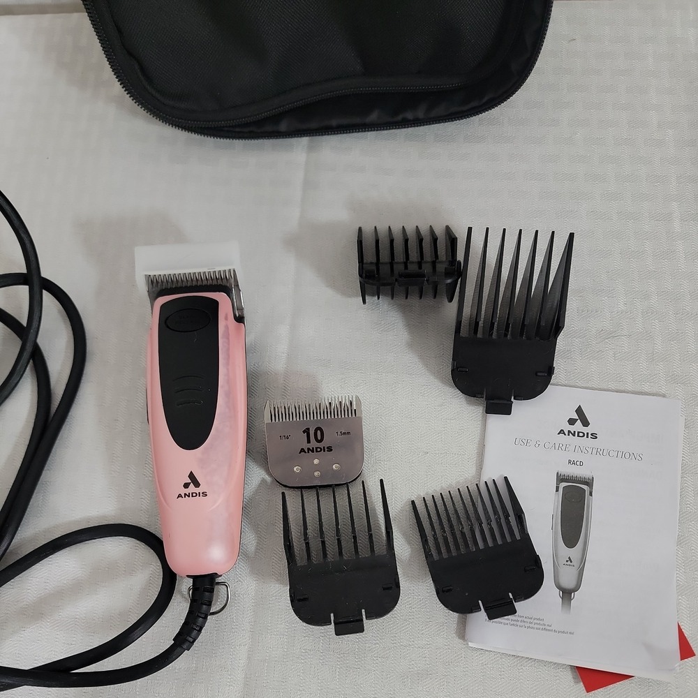 Andis EasyClip Versa Pink Pet Grooming Clipper Kit 10 7FC Blades AS IS